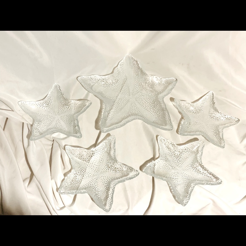 5pc Glass starfish condiment dish set 4-6” 1-11”